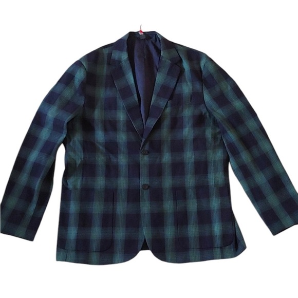 Houston White Mens Fun Green and Black Ombre Plaid Casual Dressy Blazer Size XXL - Picture 6 of 11